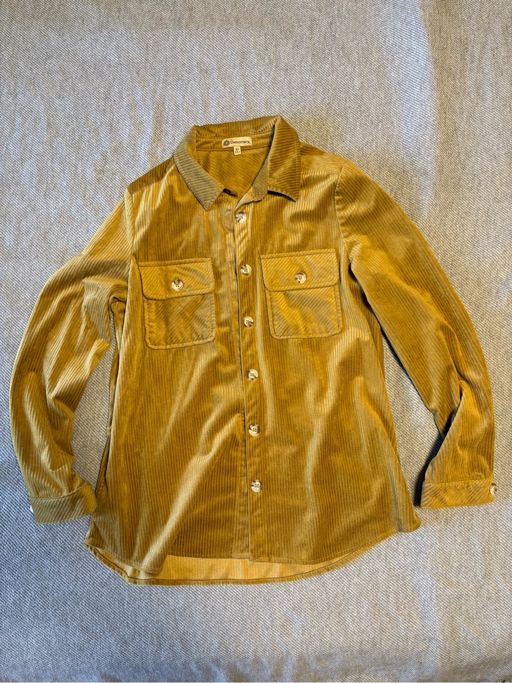 Democracy Men's Corduroy Button-Down Shirt Jacket in Mustard